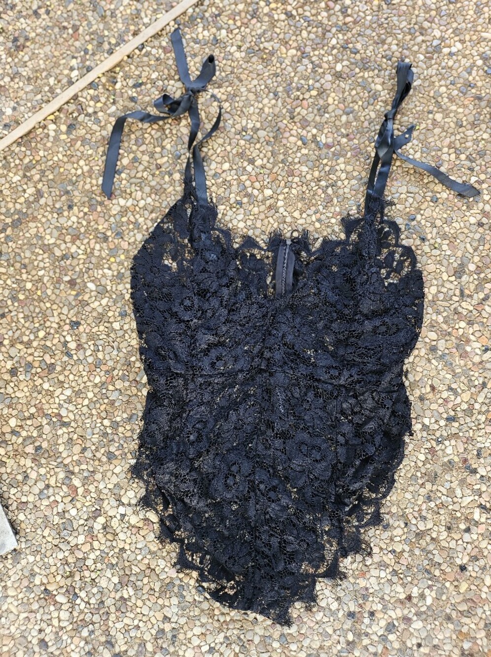 Black Sexy Sheer Cut Out Lace Elegant Floral Design Fringed Teddie Lingerie 3XL